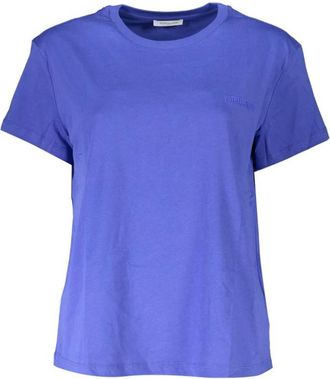 Patrizia Pepe T-shirt met ronde hals - Dames - T-shirts - Blauw - XS - Katoen - Tops