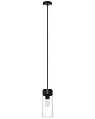 Eglo Eglo Montey 1 Light Mini Pendant With Matte Black Finish & Clear Glass Shade