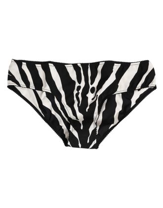 Dolce & Gabbana Black White Zebra Print Slip Briefs Womens Underwear