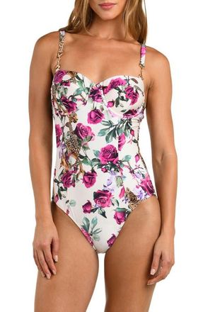 L'agence Amie Rose Leopard One-Piece Swimsuit in White Multi at Nordstrom, Size X-Small
