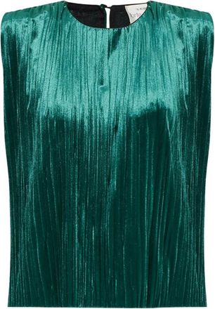 Forte_Forte Pliss&eacute; Top - Dames - Tops zonder mouwen - Groen - XS - Polyester - Tops