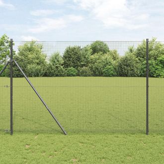 Berkfield Home Welded Wire Fence with 7 Posts Grey 1.4x50 m Steel