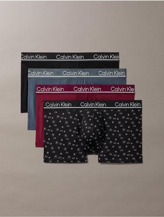 Calvin Klein Mens Microfiber Stretch Plus 4-Pack Low Rise Trunk - Multi - XL