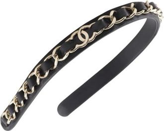 Chanel Pre-owned Accessories, female, Black, Size: ONE SIZE Pre-owned Leather Hair Accessory