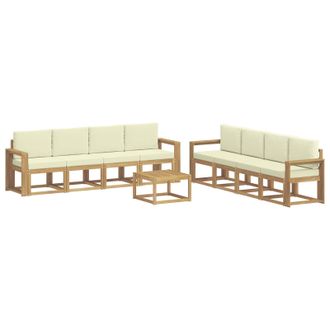 vidaXL Conjunto De Sof&aacute;s De Exterior Con Coj&iacute;n 9 Pcs Blanco Y Crema Vidaxl