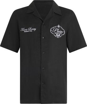 Philipp Plein Linen Bowling Shirt Tennis Club