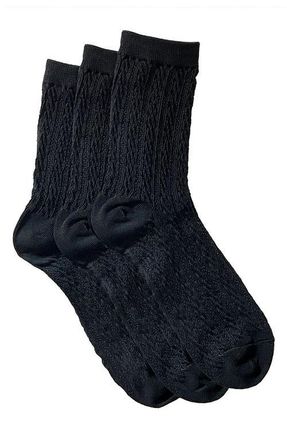 Stems Assorted 3-Pack Woven Texture Crew Socks in Black at Nordstrom