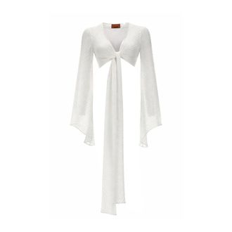 Missoni Blouse met strikdetail en dramatische klokmouwen - Dames - Blouses & Shirts - Wit - Maat: 2XS Viscose