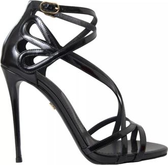 Dolce & Gabbana Zwarte leren enkelband hakken - Dames - Sandalen met hakken - Zwart - 35 EU - Leer - Schoenen