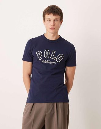Polo Ralph Lauren T-shirt blu navy custom fit con logo grande