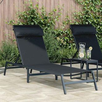 vidaXL Vidaxl - Lettino 1-persona Nero 197 x 54 x 86 cm Acciaio e textilene