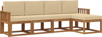 vidaXL Conjunto De Sof&aacute;s De Exterior 5 Uds. Natural Y Beige Vidaxl