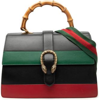 Gucci Pre-owned Gucci Large Calfskin Bamboo Dionysus Web Satchel Ladies 5346TCMWLS31BMAV