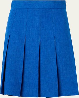 Akris Pleated Linen Mini Skirt