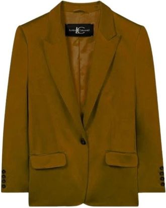 Luisa Cerano Bruine Miso Satijnen Blazer - Dames - Blazers - Bruin - XL - Satijn - Jassen