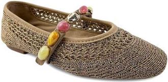Kenneth Cole Zeta Stones Embellished Knit Ballet Flat in Natural Knit at Nordstrom, Size 9.5