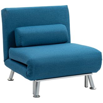 HOMCOM Single Folding 5 Position Convertible Sleeper Chair Sofa Bed Blue | TJ Hughes