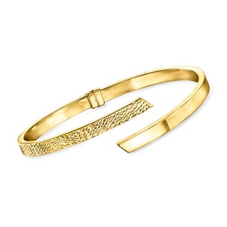 Ross-Simons Italian 14kt Yellow Gold Diamond-Cut and Polished Bypass Cuff Bracelet