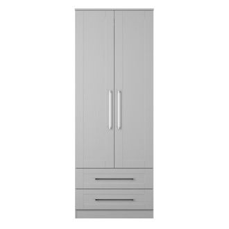 Welcome Furniture Malton Ready Assembled 2 Door 2 Drawer Wardrobe in Grey Ash - Welcome Furniture | TJ Hughes