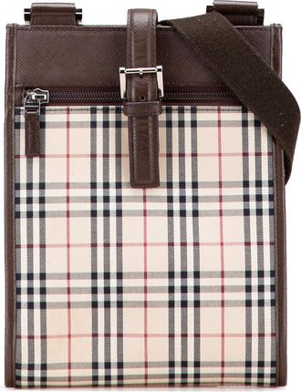 Burberry Pre-owned Womens Checkered Crossbody Adjustable Strap - Tan Textile - One Size