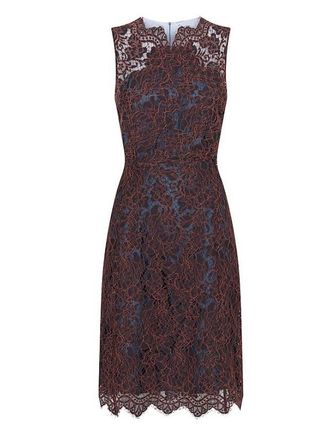 Carven Red/Blue Lace Midi Dress Size XXS