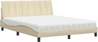 vidaXL Vidaxl - Cama Con Colch&oacute;n De Tela Color Crema 160x200 Cm