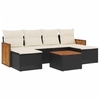 vidaXL Set Divani Da Giardino Con Cuscini 7pz Nero Polyrattan - Vidaxl