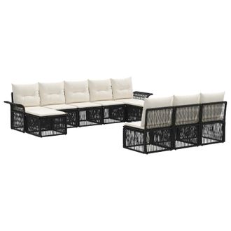 vidaXL Conjunto De Sof&aacute;s De Jard&iacute;n 10 Pcs Negro Rat&aacute;n Sint&eacute;tico Vidaxl