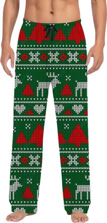 Generic Mens Christmas Pyjama Bottoms Ugly Funny Xmas Print Lounge Pyjama Pants Casual Cosy Loungewear Festive Holiday Pjs Trousers for Family Friends