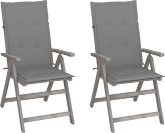 vidaXL Vidaxl - Sillas Reclinables Jard&iacute;n Y Cojines 2 Uds Madera Maciza Acacia