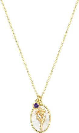 Set & Stones Katrina Birth Flower and Birthstone Charm Necklace in Gold /February at Nordstrom