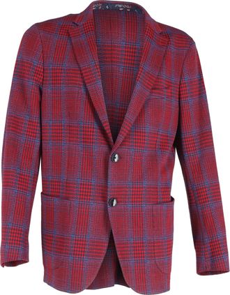 Etro Etro Pre-owned Mens Houndstooth Single-Breasted Blazer in Red Wool - Size IT 50 (Mens)