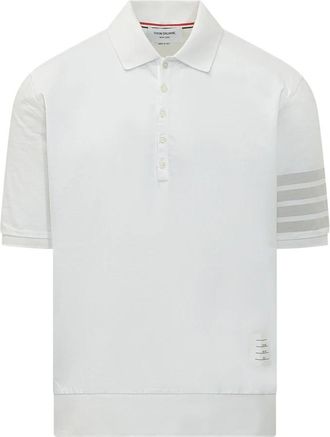 Thom Browne Garment Overdyed Jersey 4-Bar Polo - Heren - Polos - Wit - 2XL - Katoen - Tops
