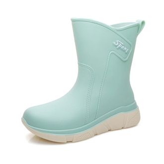 Generic Rain Boots For Women Fashion Outside Wear Thick Bottom Shoes Outdoor Car Wash Kitchen Non Slip Rubber Shoes Ladies Waterproof Fashion Ankle Rain Boots