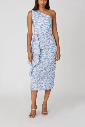 Shoshanna Gramercy Midi Dress In Ivory/light Blue