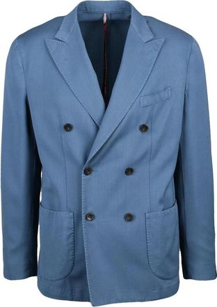Santaniello Double-Breasted Wool Blazer - Blue