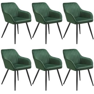 TecTake Dining Chair Marilyn Set Of 6 - Dark Green / Black | Size: 6 Pack