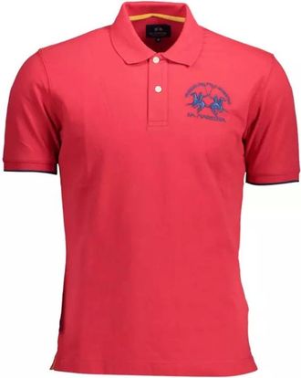 La Martina La Martina, Polo Shirts, male, Red, Size: XL Elegant Pink Embroidered Polo Shirt