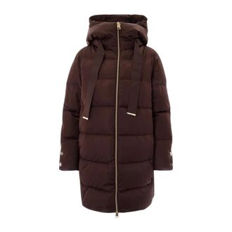 Herno Jassen, Dames, Bruin, S, Leer, Donsjas met capuchon