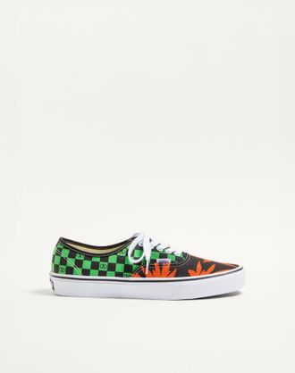 Valentino Garavani Sneaker Low-Top Valentino Garavani And Vans In Tessuto Con Stampa VLogo Checkerboard E Stampa Tropical Leaves Uomo NERO/ROSSO/VERDE 40.5