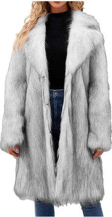 Generic Faux Fur Coats for Women UK 2024 Clearance, Long Jacket Thicken Warm Furry Coat Luxury Elegant Parka Coat Open Front Long Cardigan Jacket Plus Size Ou