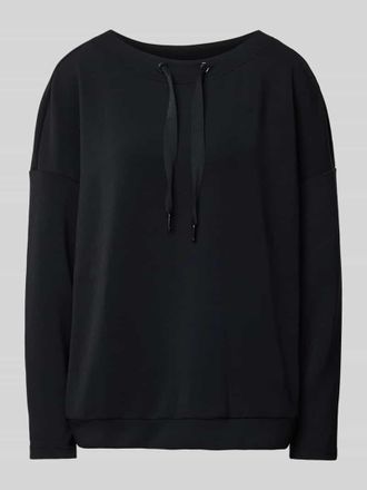 Street One Oversized Longsleeve mit gerippten Abschl&uuml;ssen in BLACK, Gr&ouml;&szlig;e 36