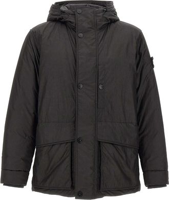 Stone Island Black Hooded Parka Jacket