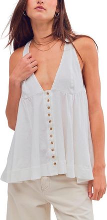 Free People Valerie Halter Neck Cotton Tunic Top in Clean Ivory at Nordstrom, Size X-Large