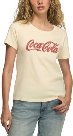 Lucky Brand Coca Cola Lace Logo Graphic Cotton T-Shirt in Canoli Cream at Nordstrom, Size Medium