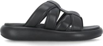 Ash Zwarte Leren Sandalen met Verhoogde Zool - Dames - Sandalen - Zwart - 39 EU - Schoenen