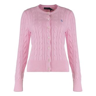 Polo Ralph Lauren Cardigans, female, Pink, Size: XL Cable-Knit Cotton Cardigan