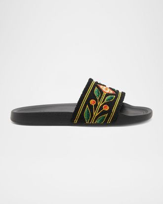 Casablanca Men & apos;s Embroidered Terry Slides