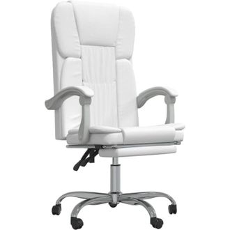 vidaXL Silla De Oficina Reclinable Cuero Sint&eacute;tico Blanco Vidaxl