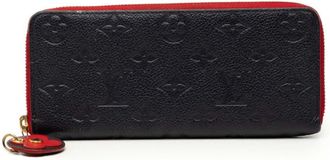 Louis Vuitton Navy Red Color Leather Long Wallet (Bi-Fold) (Pre-Owned)